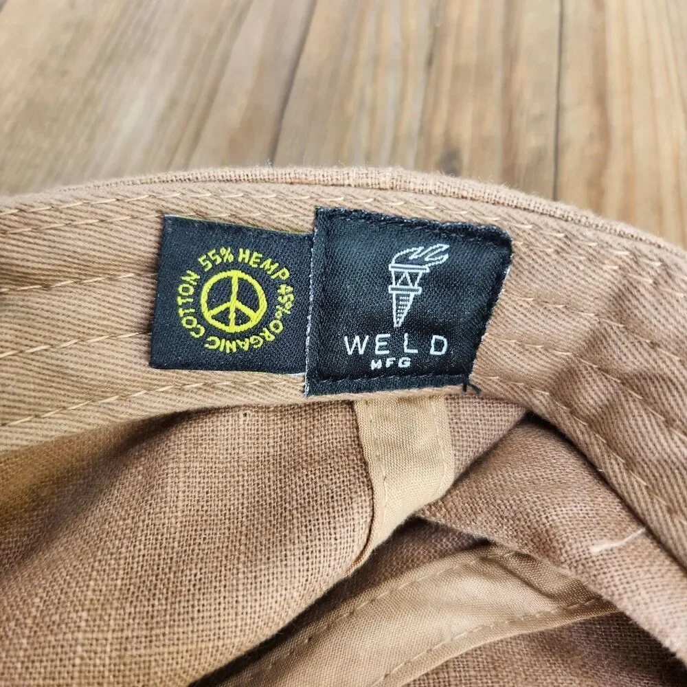 Weld Mfg Mahalo Hemp Organic Cotton Strapback Hat Cap Brown Palm Tree Dad Finger
